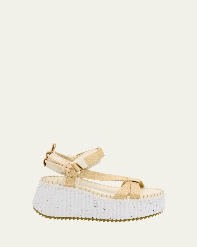x High Summer Nama Stitch Ankle-Strap Flatform Sandals